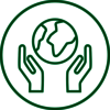 Weltkugel mit Händen als Symbol für Nachhaltigkeit